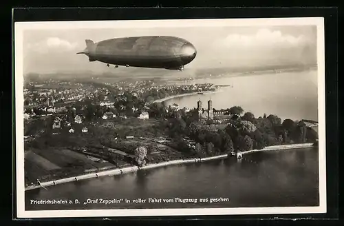 AK Friedrichshafen, Luftschiff Graf Zeppelin LZ127 vom Flugzeug aus gesehen