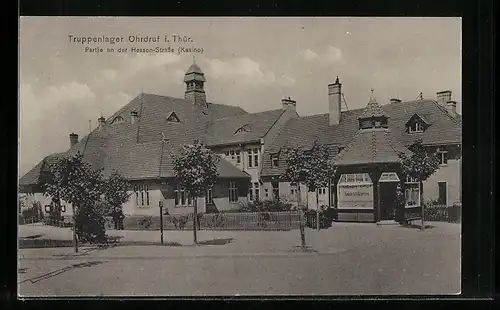 AK Ohrdruf /Thür., Truppenlager, Partie an der Hessen-Strasse, Kasino