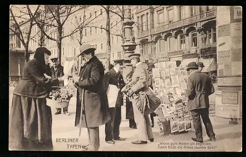 AK Berlin, Berliner Typen, Wenn gute Reden sie begleiten..., Strassenverkauf