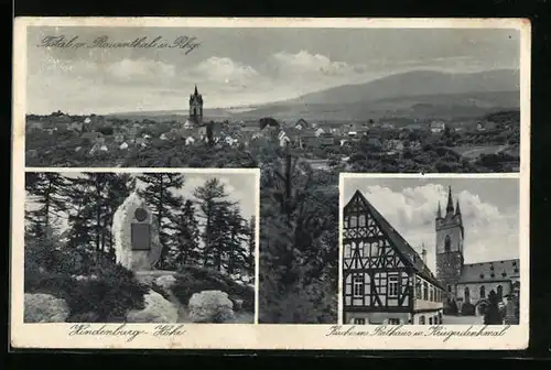 AK Rauenthal, Hindenburg-Höhe, Kirche, Rathaus, Kriegerdenkmal, Ortspanorama