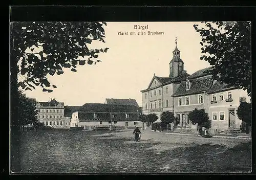 AK Bürgel, Markt mit alten Brauhaus