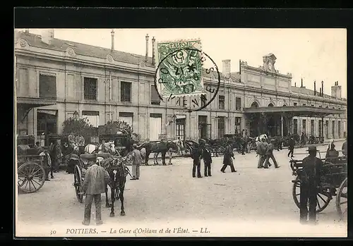 AK Poitiers, La Gare d`Oleáns et de l`État, Bahnhof