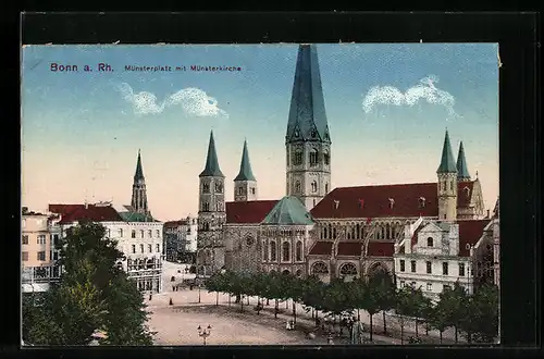 AK Bonn a. Rh., Münsterplatz mit Münsterkirche