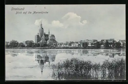 AK Stralsund, Blick auf die Marienkirche