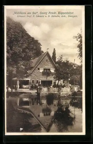 AK Stuttgart, das Weinhaus am See von Georg Friedrich Koppenhöfer