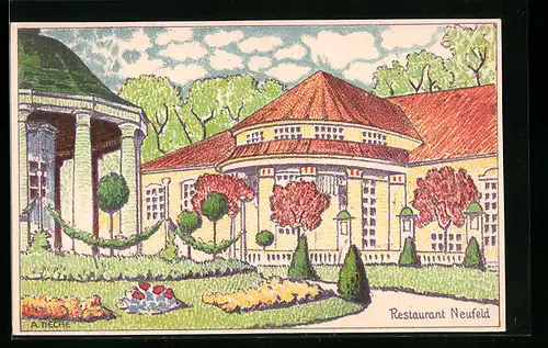 Künstler-AK Bern, Schweiz. Landes-Ausstellung 1914, Restaurant Neufeld