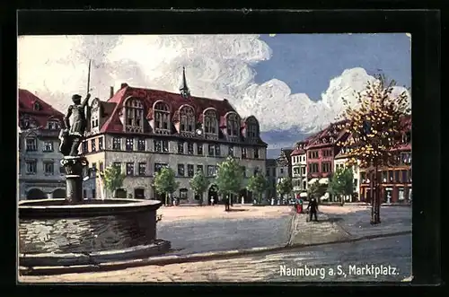 AK Naumburg a. S., Marktplatz mit Brunnen