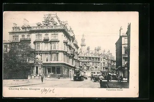 AK Glasgow, Charig Cross, Strassenbahn