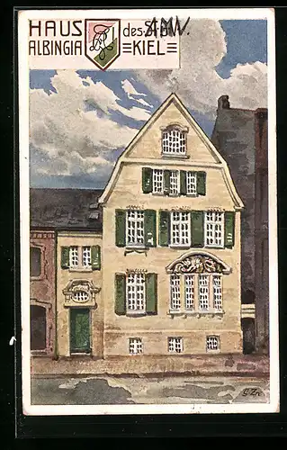 Künstler-AK Kiel, Verbindungshaus der Burschenschaft Albingia