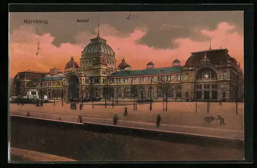 AK Nürnberg, Blick zum Bahnhof