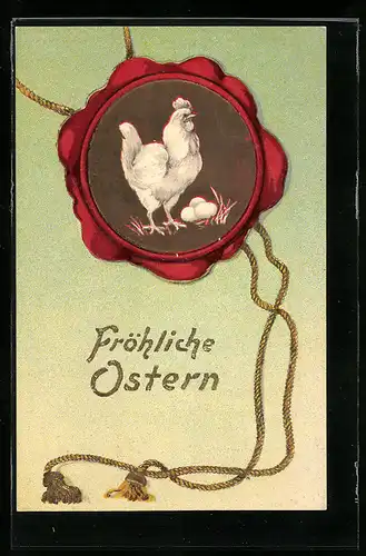 AK Hahn mit Ostereiern, Siegel