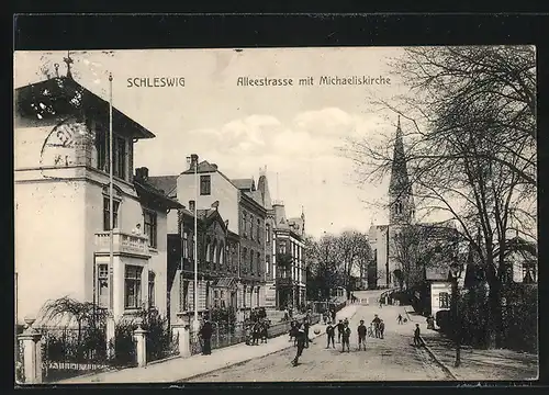 AK Schleswig, Alleestrasse mit Michaeliskirche