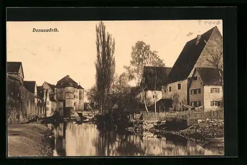 AK Donauwörth, Ortspartie im Abendlicht