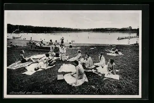 AK Leipzig, Strandbad mit Besuchern