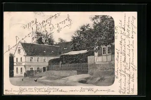 AK Keutschen, Blick auf Grunerts Gasthaus