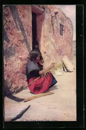 Künstler-AK Oraibi, Hopi Woman weaving