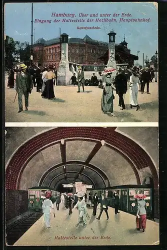 AK Hamburg-St.Georg, Haltestelle der Hochbahn, Hauptbahnhof, U-Bahn