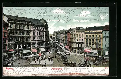 AK Berlin-Kreuzberg, Moritzplatz mit Strassenbahn