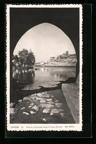 AK Zamora, Vista de la Catedral desde el Puente Romano