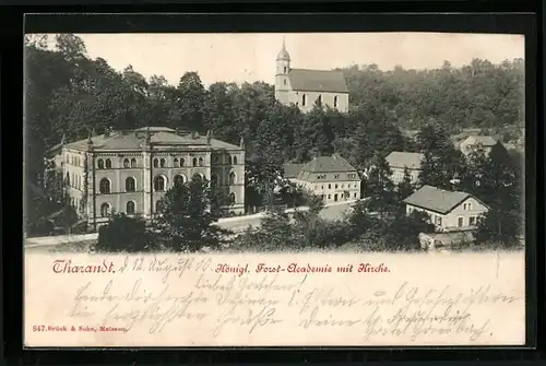 AK Tharandt, Königliche Forst-Akademie mit Kirche