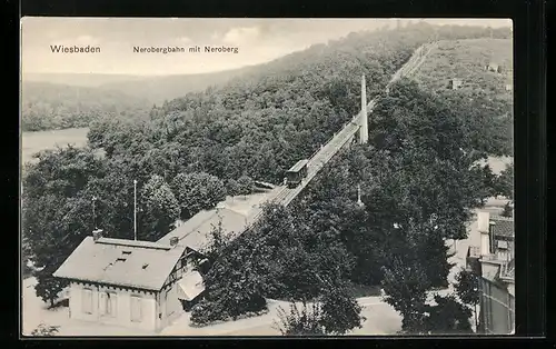 AK Wiesbaden, Nerobergbahn mit Neroberg