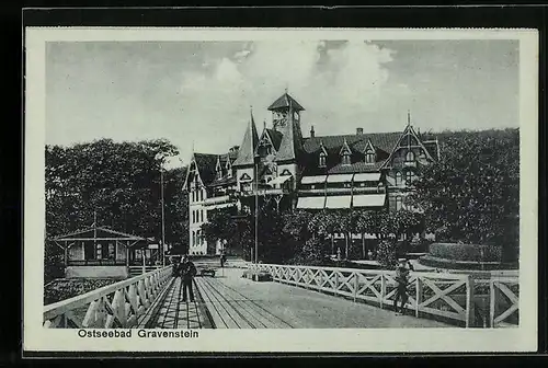 AK Gravenstein, Strassenpartie mit Brücke