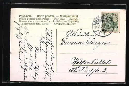 AK Jahreszahl 1907 mit Kleeblättern