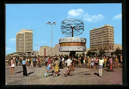 AK Berlin, Hochhäuser bei der Uraniasäule mit Weltzeituhr