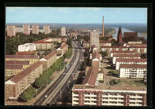 AK Frankfurt / Oder, Blick vom Hochhaus zur Karl-Marx-Strasse