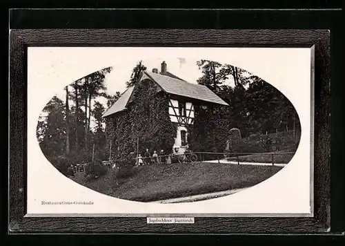 Präge-AK Jägersruh, Restaurant Jagdschloss Jägersruh, Passepartout