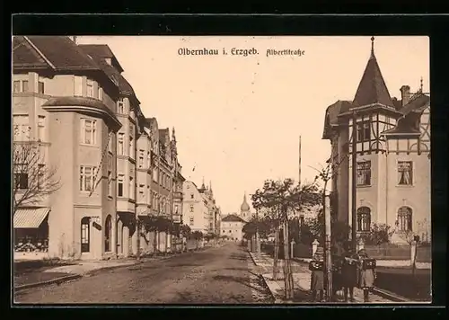 AK Olbernhau, Blick in die Albertstrasse