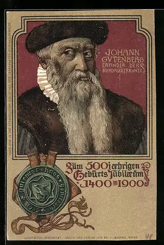 AK Geburtsjubiläum von Johann Gutenberg