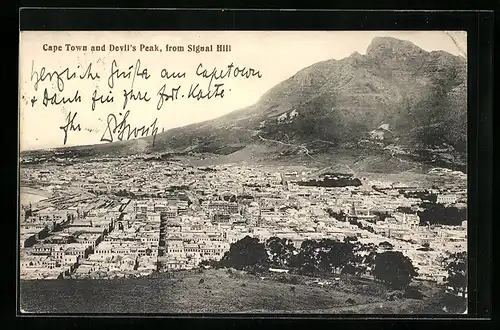 AK Cape Town, Ortsansicht mit Devil`s Peak vom Signal Hill