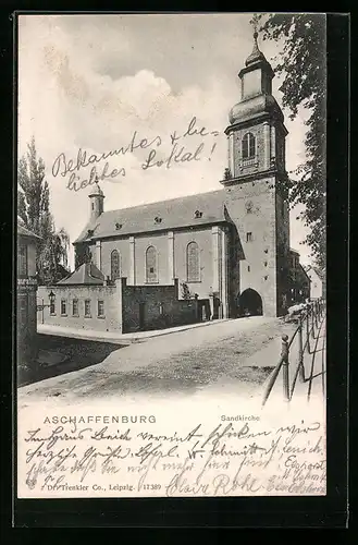 AK Aschaffenburg, Blick auf die Sandkirche