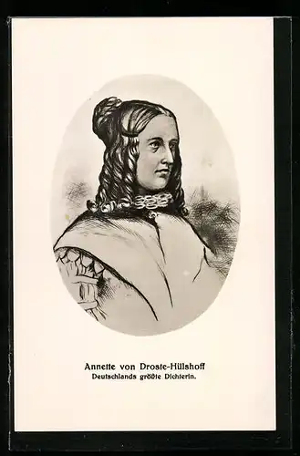 AK Dichterin Annette von Droste-Hülshoff im Portrait