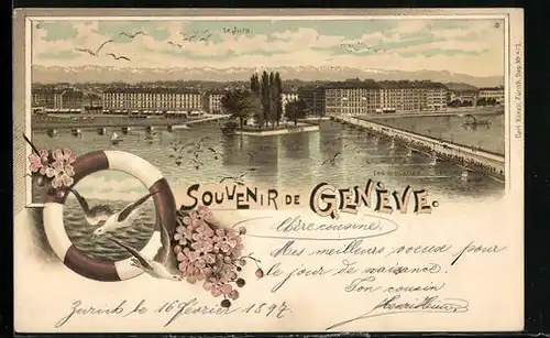 Lithographie Genève, Le Jura, Les mouettes