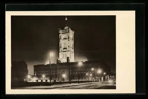 AK Berlin, Rathaus bei Nacht