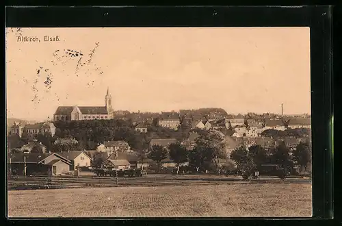 AK Altkirch /Elsass, Panorama mit Kirche