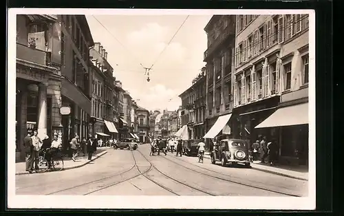 AK Mülhausen, Wildemannstrasse mit Automobilen