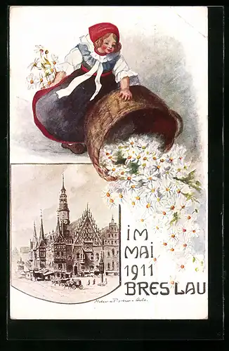AK Breslau, Margueritentag Mai 1911, Rathaus