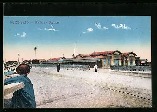 AK Port Said, railway Station, Bahnhof