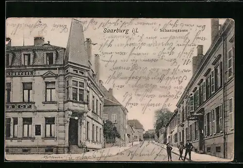 AK Saarburg i. L., Schanzstrasse mit Restaurant