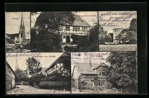 AK Markoldendorf, Bruchmühle, Villa Volger, Superintendentur, Pfarrhaus und Kirche