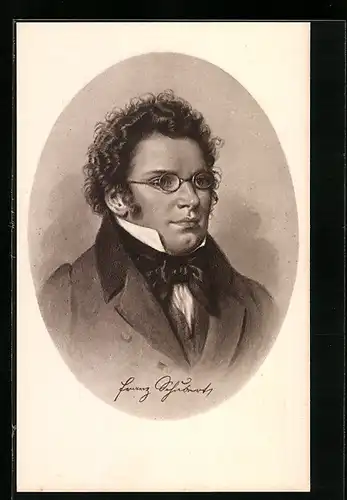 Künstler-AK Franz Schubert, Portrait des jungen Komponisten aus Österreich