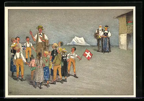 Künstler-AK Dr. Karl Weber: Basel, XXV. Eidgen. Sängerfest 1935, Mutterland, Kinder