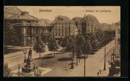 AK Düsseldorf, Alleestrasse mit dem Stadttheater