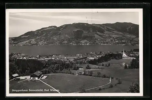 AK Bad Wiessee, Ortsansicht mit dem Berggasthaus Sonnenbichl