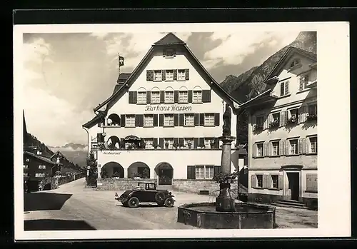 AK Wassen, Hotel Kurhaus Wassen und Brunnen