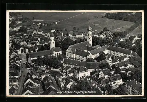 AK Isny / Allgäu, Totalansicht, Flugzeugaufnahme