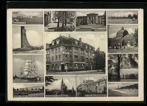 AK Kiel, Hintz Hotel, Ringstr. 1-3, Inh. Walter Hintz, Stadttheater und Olympiahafen